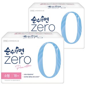 깨끗한나라 순수한면 제로 생리대 날개형, 소형, 18개입, 2개
