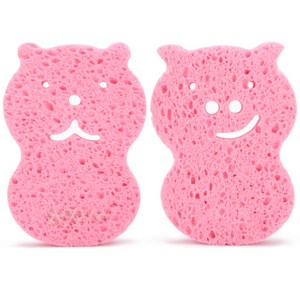 예꼬맘 순식물성 목욕스펀지, 핑크, 2개