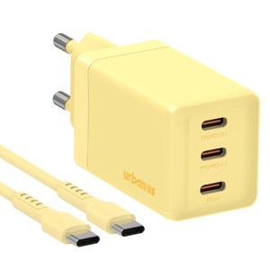 어반어스 GaN 67W 미니 C타입 3포트 PD PPS 초고속 충전기 65W C TO C 케이블 1.5m