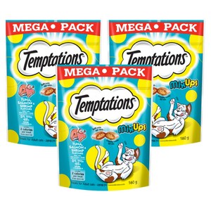 템테이션 고양이 스낵, 혼합맛(참치/연어/..., 160g, 3개