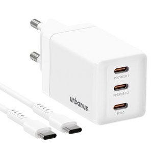 어반어스 GaN 67W 미니 C타입 3포트 PD PPS 초고속 충전기 65W C TO C 케이블 1.5m