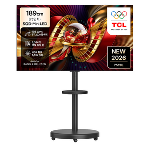 TCL 4K UHD Mini LED 프리미엄 SQD Google TV + 대형 무빙 스탠드 블랙 세트