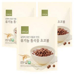 올가홀푸드 유기농 통곡물 초코볼, 240g, 3개