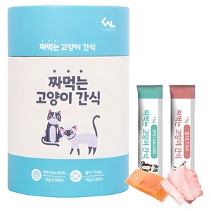 마마쇼 짜먹는 고양이 간식 파우치, 혼합맛(연어/참치), 15g, 1세트