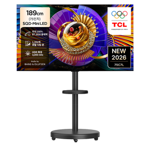 TCL 4K UHD Mini LED SQD Google TV + 대형 무빙 스탠드 블랙 세트