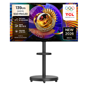 TCL 4K UHD Mini LED SQD Google TV + 대형 무빙 스탠드 블랙 세트