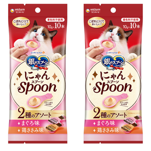 유니참긴노스푼 고양이 냥스푼 습식 간식 10개입, 혼합맛(참치/닭가슴..., 100g, 2개