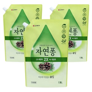[비건라이프] 자연퐁 찌든때 걱정없는 솔잎 주방세제 파우치형, 1.18L, 3개