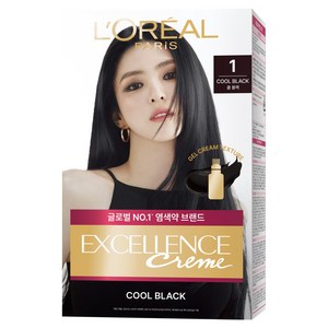 로레알파리 엑셀랑스 크림 빗캡으로 간편한 새치염색 염모제, 1호 쿨 블랙, 1개