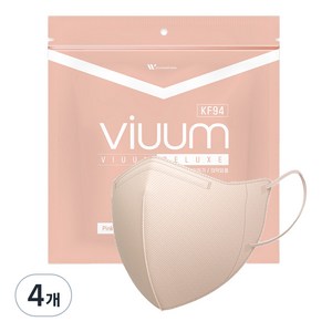 viuum 디럭스 보건용 마스크 중형 KF94, 25개입, 핑크베이지, 4개
