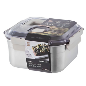 락앤락 숨쉬는 스텐 김치통 정사각, 2.4L, 1개