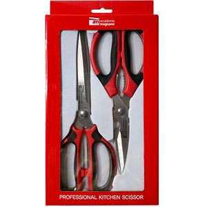 am 이태리 스테인리스 스틸 주방 가위 2종, M(215 x 87..., 레드 + 블랙, 1세트