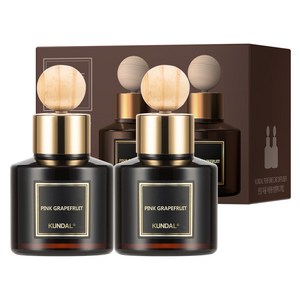 쿤달 퍼퓸 차량용 방향제 75ml 본품 2개 + 우드볼 스틱 2개 세트, 핑크그레이프프룻향, 1세트
