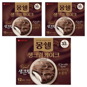 몽쉘 생크림 케이크 카카오, 408g, 3개