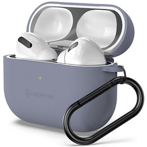 신지모루 고급 3중구조 실리콘 하이브리드 에어팟 케이스 + 철가루 방지 스티커 + 카라비너 세트