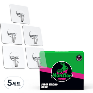 몬스터클리어겔 무타공 부착식 후크 5p, 5세트