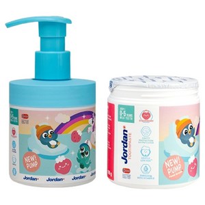조르단 유아용 뉴스텝1 펌프치약 딸기향 본품 188g + 리필 188g 세트