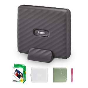 인스탁스 와이드링크 즉석카메라 모카 그레이 + 필름 2p + 전용케이스 투명 + 와이드 앨범 랜덤발송 + 미피펜 랜덤발송 세트 FI022W