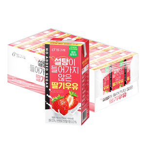 빙그레 설탕이 들어가지 않은 딸기우유, 190ml, 24개
