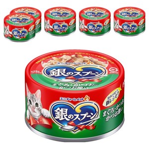 유니참긴노스푼 고양이 습식 캔, 혼합맛(참치/가다랑..., 70g, 6개