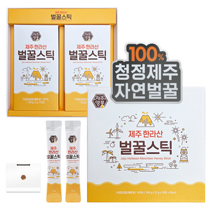 제주양봉 1등급 제주 한라산벌꿀 꿀스틱 8호 12g x 20p + 쇼핑백, 240g, 1개