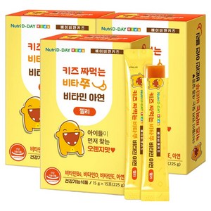 뉴트리디데이 키즈 짜먹는 비타쭈 비타민 아연 젤리 15p, 225g, 3개
