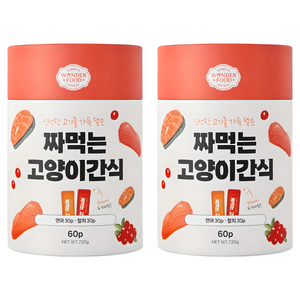원더푸드 짜먹는 고양이 간식 60p, 혼합맛(연어/참치), 720g, 2세트