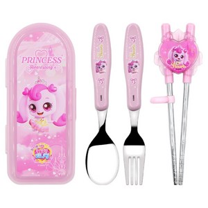 르번 프린세스 캐치티니핑 올인원 교정 젓가락 풀세트, 하츄핑, 스푼 + 포크 + ..., 1세트