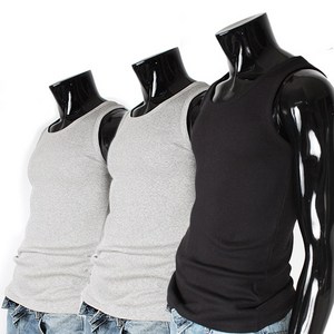 유투 남성용 통기성 골지 나시 3p