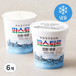 파스퇴르 진한 우유 아이스크림 (냉동), 474ml, 6개