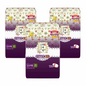 쏘피 귀애랑 생리대 날개형, 슈퍼롱, 20개입, 3개