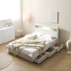 에브리가구 더나잇 LED 서랍 수납 침대 프레임 + 본넬 매트리스 세트 방문설치