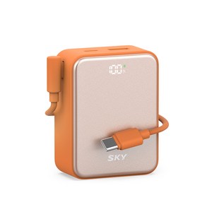 SKY 필 큐브 10000mAh PD QC 22.5W 고속충전 LCD잔량표시 대용량 미니 보조배터리 케이블 C타입