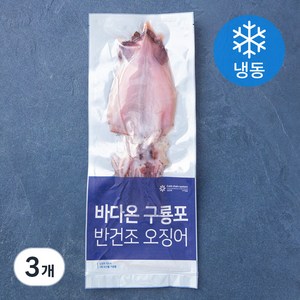 바다온 포항시 인증 구룡포건조 원양산 반건조 오징어 (냉동), 350g(5미), 3개