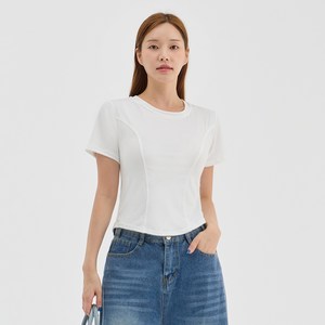 엘쏘 여성용 라운드넥 슬림 라인 반팔 티셔츠