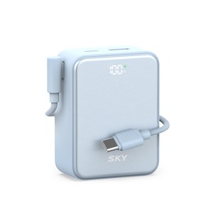 SKY 필 큐브 10000mAh PD QC 22.5W 고속충전 LCD잔량표시 대용량 미니 보조배터리 케이블 C타입