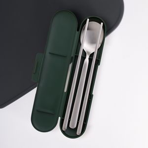 나인웨어 모노 스테인레스 휴대용 수저 세트, 그린, 숟가락 + 젓가락 ..., 1세트