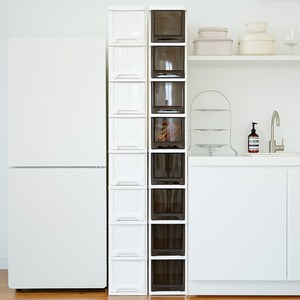 보노하우스 모던 슬림 틈새 수납장 8단, 220 x 430 ..., 화이트, 1개