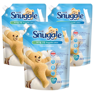 스너글 초고농축 섬유유연제 오리지널 허거블 코튼 리필, 2.6L, 3개