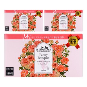 르샤트라1802 드라이 시트 섬유유연제 피오니부케 본품, 120개입, 3개