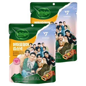 비비고 버터오징어 김스낵, 40g, 2개