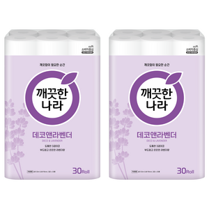 깨끗한나라 데코앤라벤더 3겹 고급롤화장지, 30m, 30개입, 2개