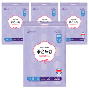좋은느낌 오리지널 맥시슬림 생리대 날개형, 대형, 32개입, 4개