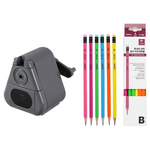 티티 오피스 샤파 연필깎이 KI-100-office + 투코비 코마 삼각 지우개 연필 TC-208 6종 x 2p 세트, 회색(연필깎이), 1세트