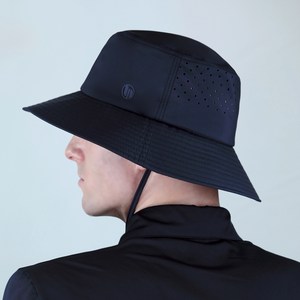 루페오 남성용 타공 메쉬 와이드챙 스트링 골프 등산 벙거지 모자, XL, 네이비, 1개