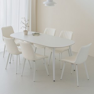 퍼리든 도프트 타원 세라믹 식탁 + 의자 세트 6인용 1800 방문설치
