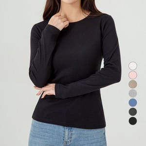 캐럿 여성용 데일리 슬림핏 긴팔 립 티셔츠