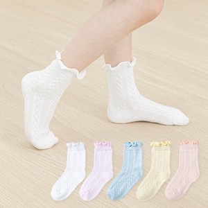 베이스알파에센셜 여아용 소녀 프릴 양말 5종 세트