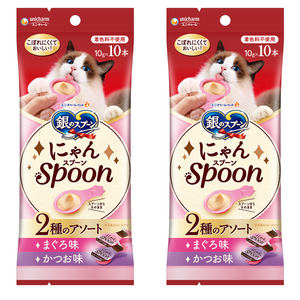 유니참긴노스푼 고양이 냥스푼 습식 간식 10개입, 혼합맛(참치/가다랑..., 100g, 2개