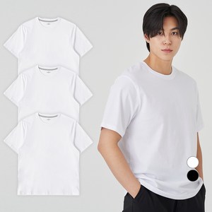 캐럿 통기성 기본 라운드 반팔 티셔츠 3p